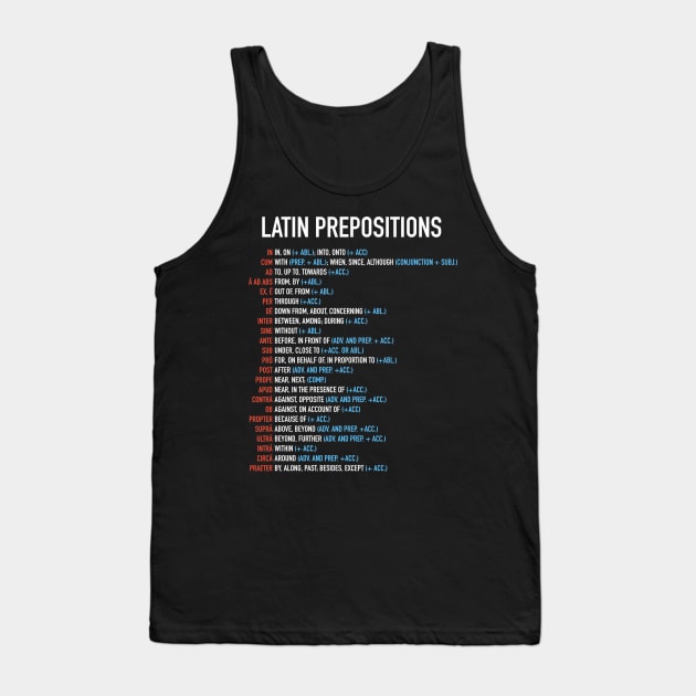 Latin Prepositions List Tank Top by Hidden Verb